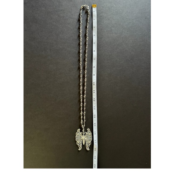 Silver Butterfly Pendant Necklace - Picture 2 of 4
